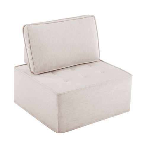 Fauteuil, Canapé Modulable Compact En Lin Beige, Idéal Pour Petits Espaces