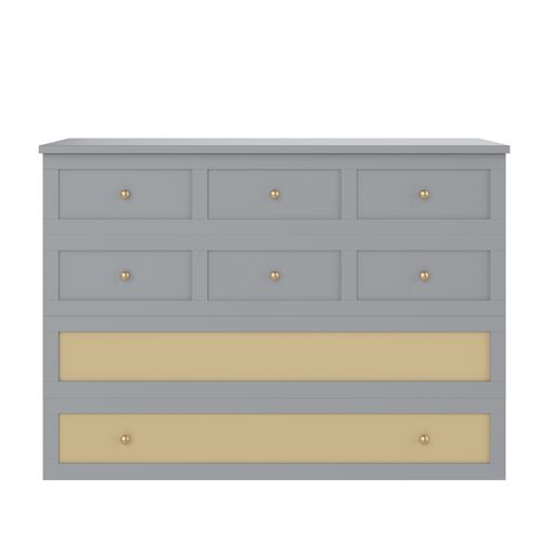 Lit Adulte Rabattable 140x200 Cm Avec Tiroir, Étagère, Ports USB Et Prise, Pin Gris