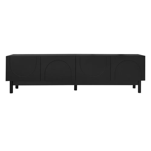 Meuble TV Noir 169x34x45,5 Cm Avec 4 Portes Et Étagères