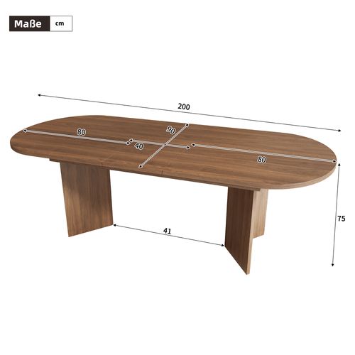 Table à Manger Extensible 120/160 X 80 Cm, 4–6 Personnes, Bois Noyer, Bords Arrondis