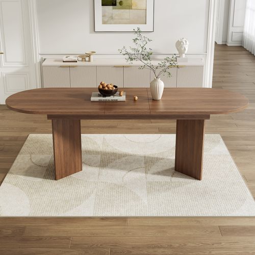 Table à Manger Extensible 120/160 X 80 Cm, 4–6 Personnes, Bois Noyer, Bords Arrondis