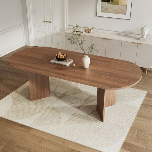 Table à Manger Extensible 120/160 X 80 Cm, 4–6 Personnes, Bois Noyer, Bords Arrondis