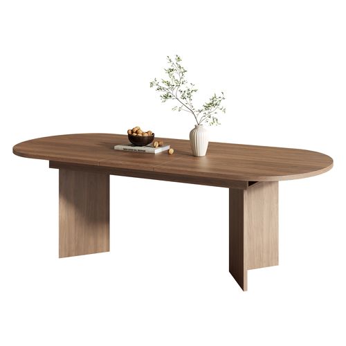 Table à Manger Extensible 120/160 X 80 Cm, 4–6 Personnes, Bois Noyer, Bords Arrondis