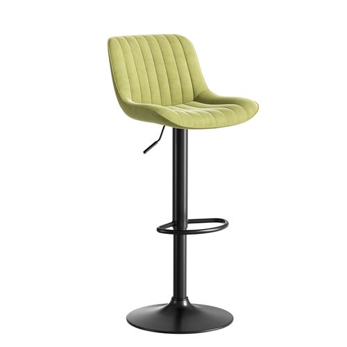 Tabourets De Bar Velours Vert Pivotants 4 Pièces — Hauteur Réglable 87–109 Cm, Métal Et Bois