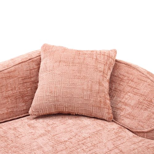 Canapé 2 Places Courbé Tissu Rose Au Design Moderne Pour Salon, Chambre Ou Bureau