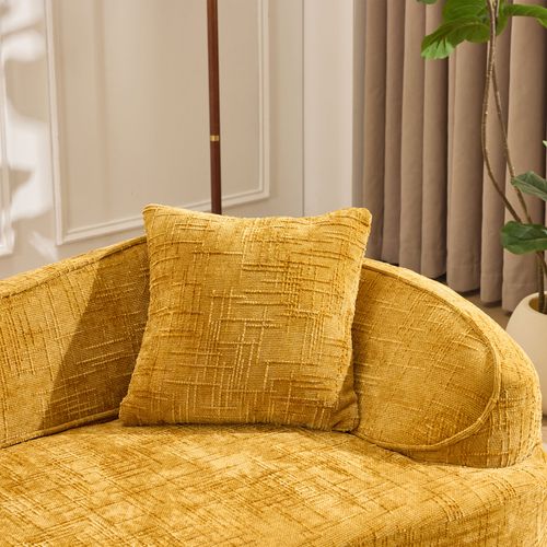 Canapé 2 Places Courbé Tissu Jaune Au Design Moderne Pour Salon, Chambre Ou Bureau