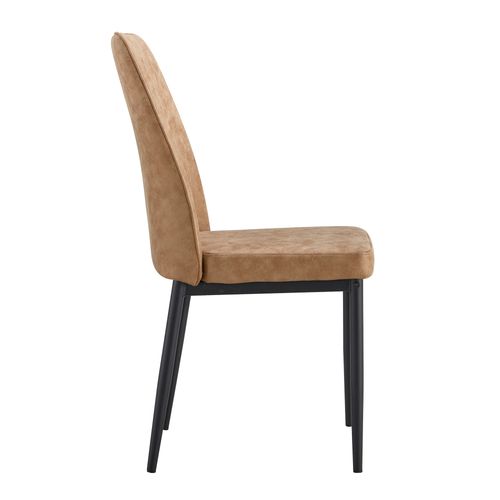 Set De 4 Chaises Tissu Brun Et Noir, Pieds Métal Noirs, Dossier à Motif Vertical