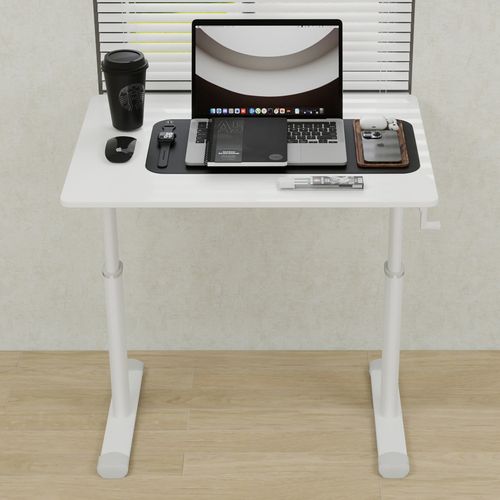 Bureau 80cm Réglable En Hauteur, Métal Et Bois Blanc