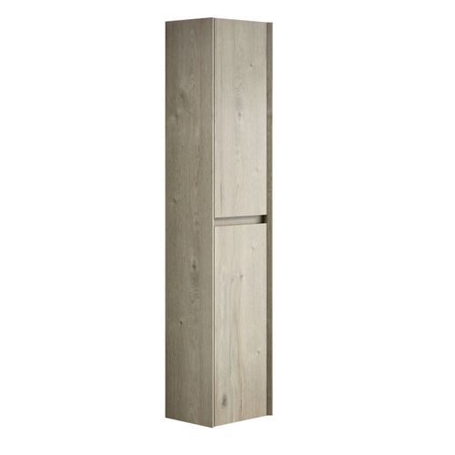 Colonne Murale Salle De Bains 140 Cm, 2 Portes, Aspect Bois Crème, Étagères Réglables