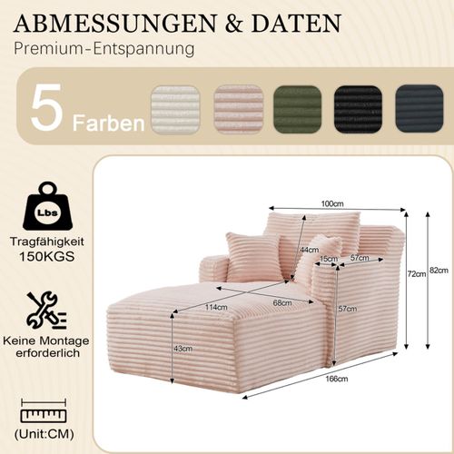 Fauteuil Sans Montage, Velours Côtelé Rose