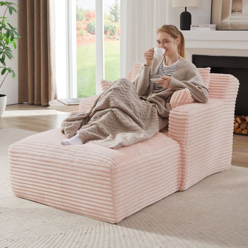 Fauteuil Sans Montage, Velours Côtelé Rose