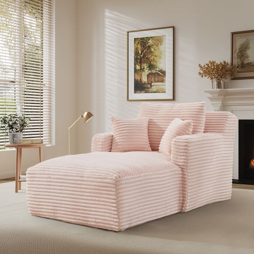 Fauteuil Sans Montage, Velours Côtelé Rose