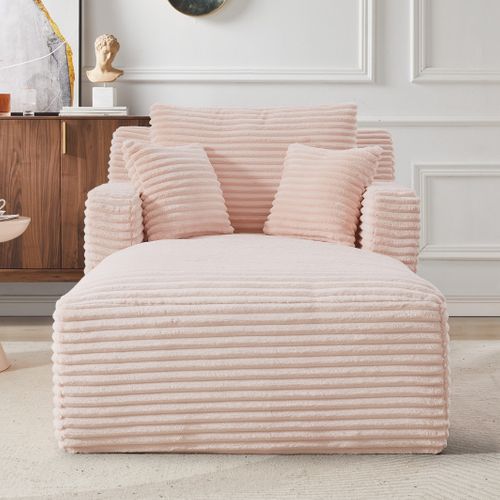 Fauteuil Sans Montage, Velours Côtelé Rose