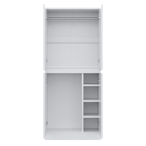 Armoire 70 X 40 X 170 Cm, Grand Rangement, Bois Blanc Et Métal