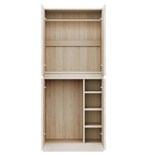 Armoire 70 X 40 X 170 Cm, Grand Compartiment Et Petite Niche, Bois Naturel Et Métal