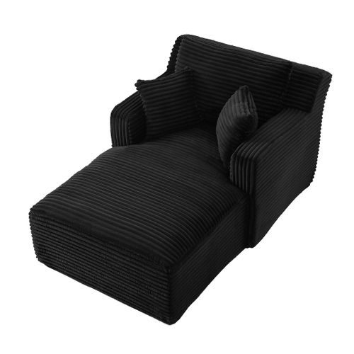 Fauteuil Longue, En Velours Côtelé Noir - Sans Montage