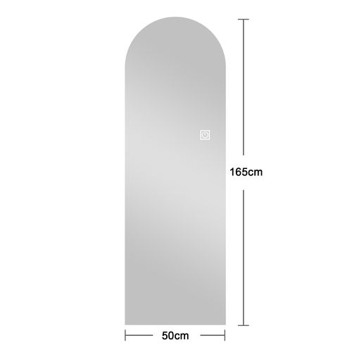 Miroir Sur Pied Ou Mural LED 165x50 Cm Verre Argenté, Intensité Réglable