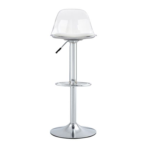 Lot De 2 Tabourets De Bar Pivotants Réglables H.81,8–99 Cm, Dossier Transparent, Pieds Métal Argenté