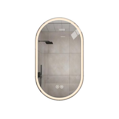 Miroir Mural LED 60x100 Cm Ovale, Anti-buée, Verre Incassable, Écran Tactile, Pour Salle De Bain