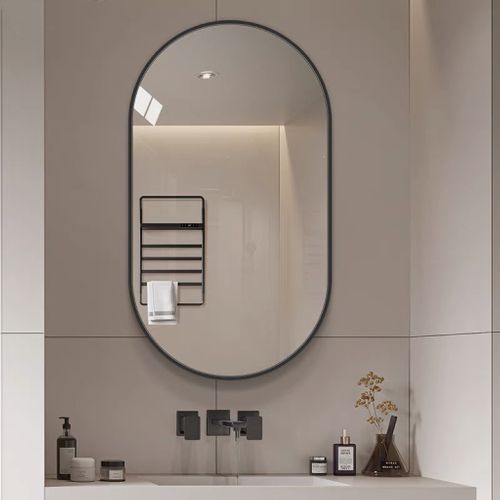 Miroir De Salle De Bain Ovale 50x80 Cm En Verre Argenté, Suspension Horizontale/verticale
