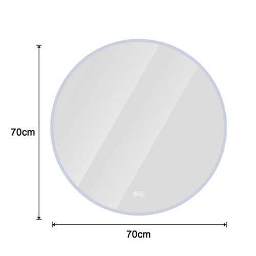 Miroir De Salle De Bain LED Rond 70 Cm Verre Argenté Avec Anti-buée