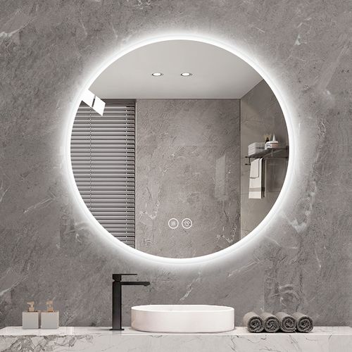 Miroir De Salle De Bain LED Rond 70 Cm Verre Argenté Avec Anti-buée