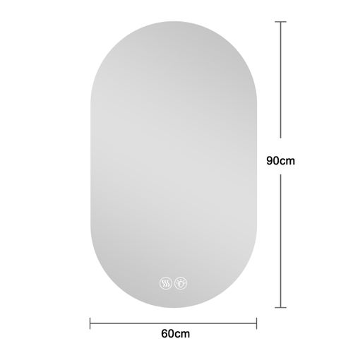 Miroir Salle De Bain LED Tactile Anti-buée 60x90 Cm Verre Argenté
