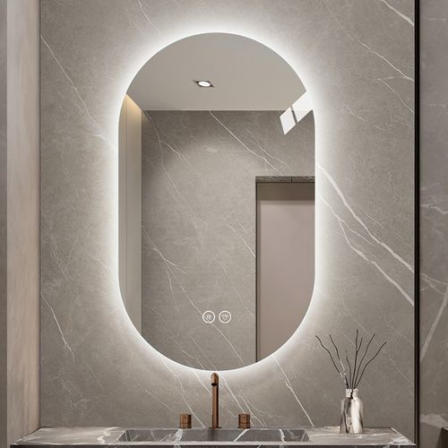 Miroir Salle De Bain LED Tactile Anti-buée 60x90 Cm Verre Argenté