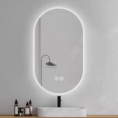 Miroir Salle De Bain LED Tactile Anti-buée 60x90 Cm Verre Argenté