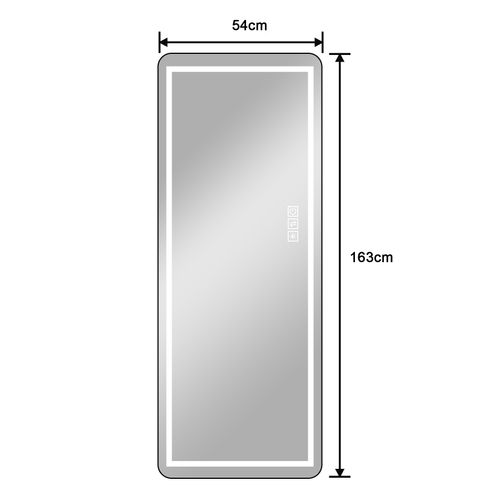 Miroir LED 163 Cm 3 Couleurs, Cadre Métal Noir, Miroir Argenté, Sur Pieds Ou Mural