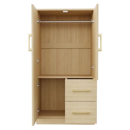 Armoire Enfant Bois 70x40x135 Cm, 2 Portes Et 2 Tiroirs, Grande Rangement