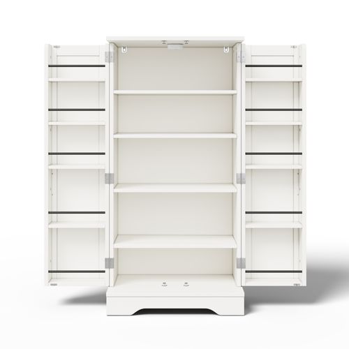 Buffet De Cuisine Blanc, Armoire Haute 120×60×40 Cm 2 Portes, Éclairage LED à Capteur