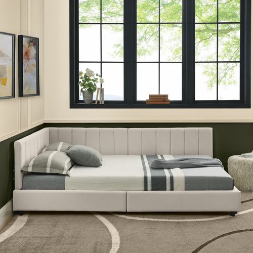 Lit Adulte 160x200 Cm 2 Places Velours Beige, Tête Haute, Structure Bois Et Métal