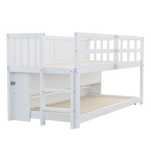 Lit Enfant Mi-haut 90x200 Cm Avec Lit Gigogne 90x190cm En Pin Brun, Rangements, Tableau Noir