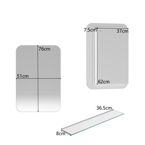 Miroir Avec Rangement Salle De Bain Blanche, Cadre Métal, Armoire Cachée, Étagères Réglables