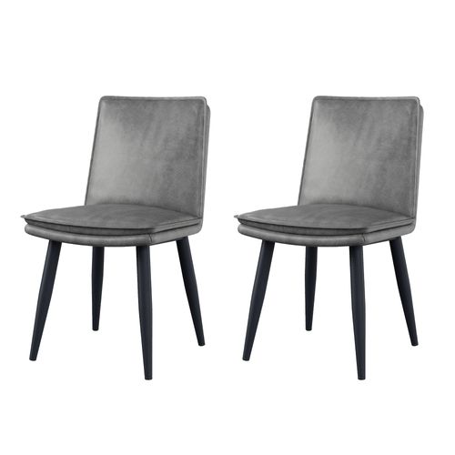 Lot De 2 Chaises Salle à Manger Gris, Assise Rembourrée, Pieds Métal, Design Moderne