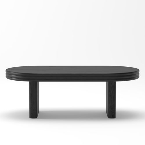 Table Basse Ovale 120×60×41,5 Cm Finition Bois Noir, Style Mid-century