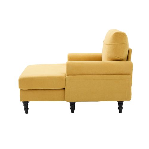 Fauteuil Relax En Chenille Jaune Moutarde Avec Poches Latérales 125,5x97x86 Cm