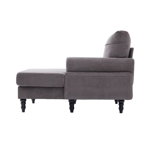 Fauteuil Relax En Tissu Chenille Gris Foncé Avec Poches Latérales 125,5x97x86 Cm