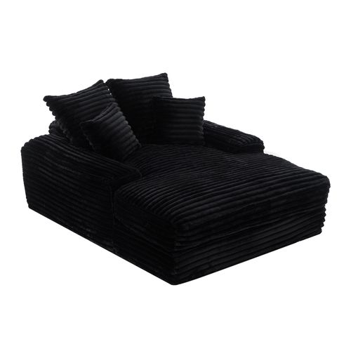 Fauteuil Velours Côtelé 137×175 Cm — Mousse à Mémoire, 4 Coussins, Sans Montage