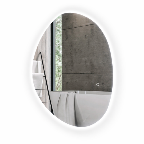 Miroir LED Asymétrique 70 X 50 Cm Salle De Bain, Interrupteur Tactile, Anti-buée, Argent