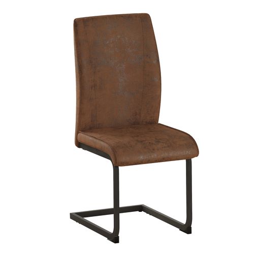 Lot De 2 Chaises Salle à Manger Brun, Structure Métal Noir, Design Ergonomique