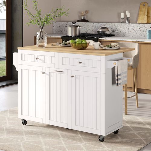 Desserte, Îlot De Cuisine 140×40–70×92 Cm, Plan Extensible, Tiroirs 2 Niveaux, Avec Roulettes