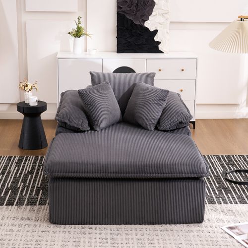Fauteuil Compressé 177x122x92 Cm En Velours Côtelé Gris
