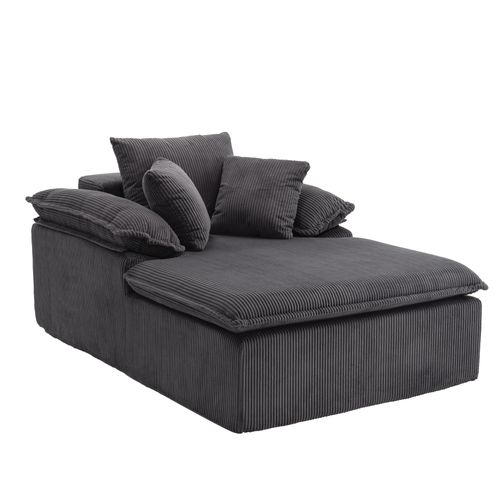 Fauteuil Compressé 177x122x92 Cm En Velours Côtelé Gris