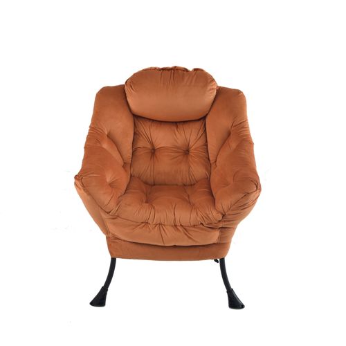 Fauteuil Relax Orange Avec Repose-pieds Pliable, Coussin Ergonomique Et Structure Métal