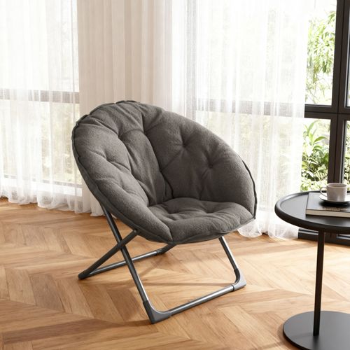 Chaise Pliante En Tissu, Structure Métal Stable 110 Kg - Gris