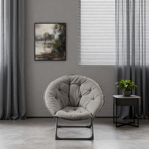 Chaise Pliante En Tissu, Structure Métal Stable 110 Kg - Gris