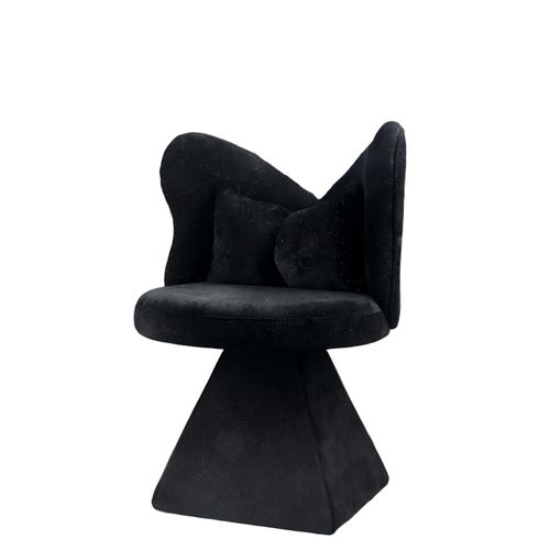 Chaise Pivotante Velours-chenille Noir, Sans Accoudoirs, Base Triangulaire Stable