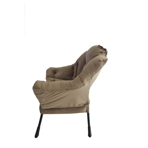Fauteuil Relax Kaki Avec Repose-pieds Pliable, Coussin Ergonomique Et Structure Métal